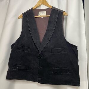 VTG Brassada heavy canvas dark grey western cowboy rodeo vest sz XL